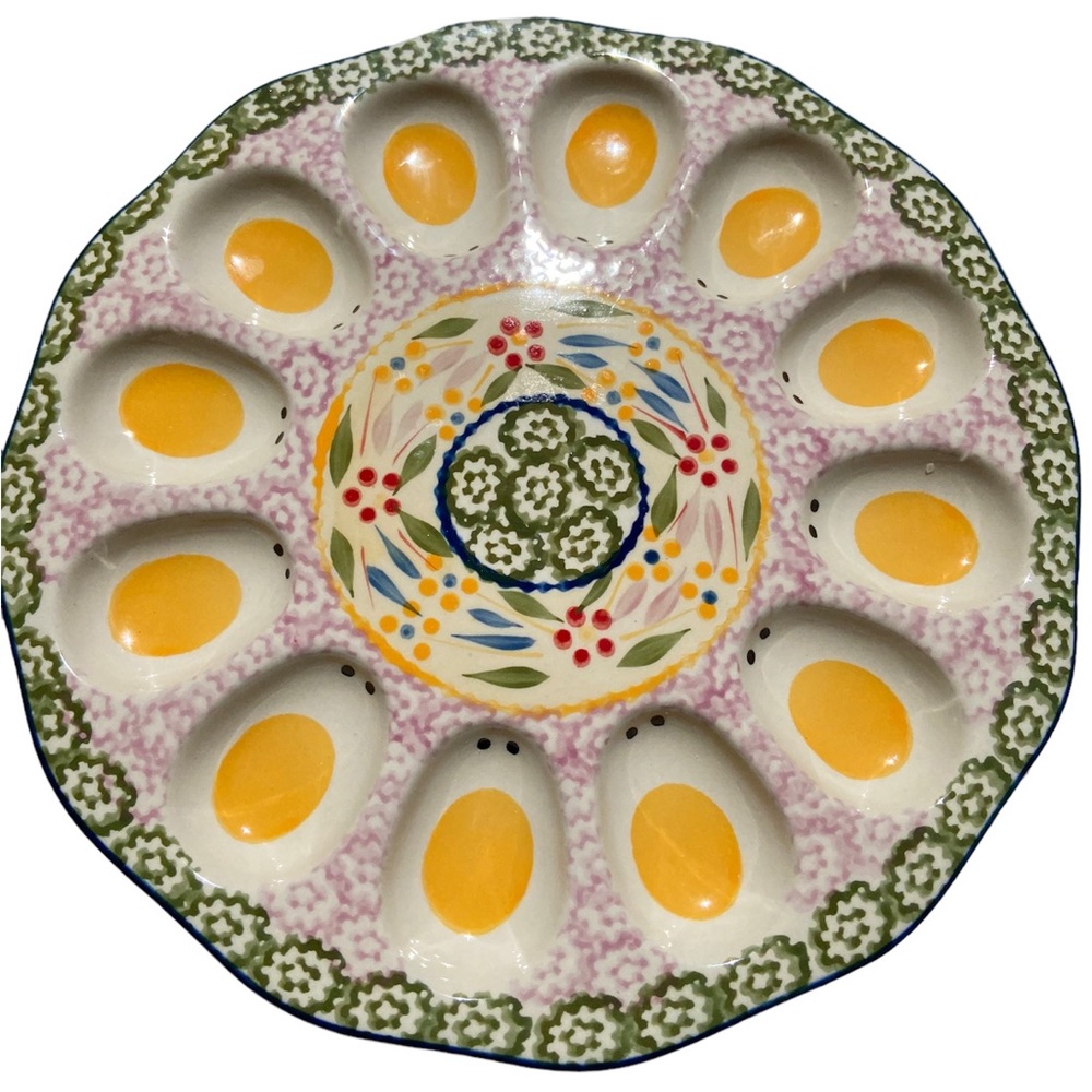 Temp-tations by Tara Ceramic Old World Deviled Egg Platter 10”7/8” Mint